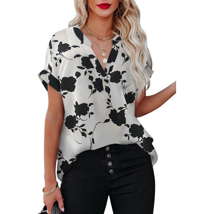Women's Fashion Oversized White 3D Flower Print T-Shirt Summer Blouse Tee Female Tops Clothing