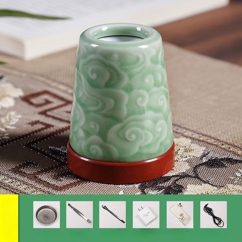 Creative Ceramic Electronic Incense Burner Three-speed Temperature Regulation Can Be Timed Religious Car Decoration Products