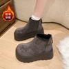 Height-increasing thick-soled snow boots for women's winter new thickened small warm and velvet muffin short boots