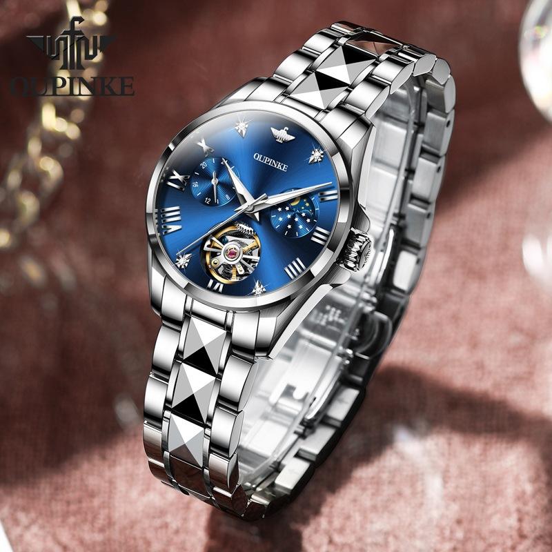 OUPINKE Waterproof Moon Phase Tourbillon Automatic Mechanical Watch Women's Watch Women's Watch