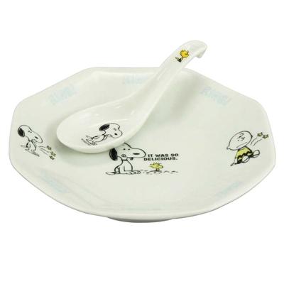 Yamaka Shoten PEANUTS Tableware Set Plate Fried Rice Plate 19cm with Spoon Chinese Series Ring Made In Japan SN1002-334S