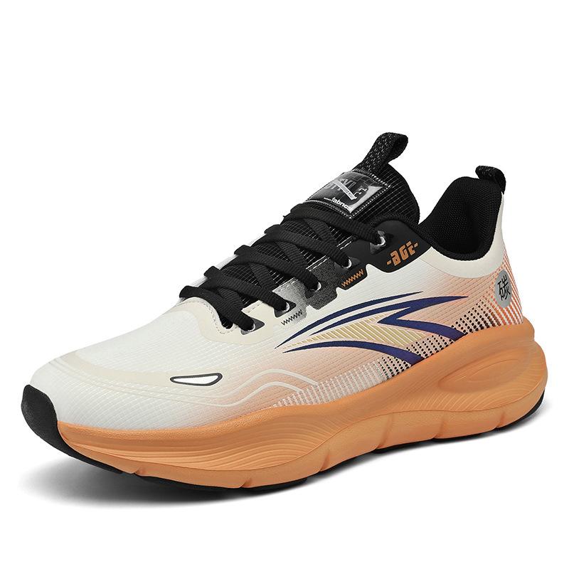 New Lightweight Outdoor Sports Shoes Autumn Men's Breathable Non-slip Running Shoes Platform-soled Versatile Leather Lace-up Men's Shoes