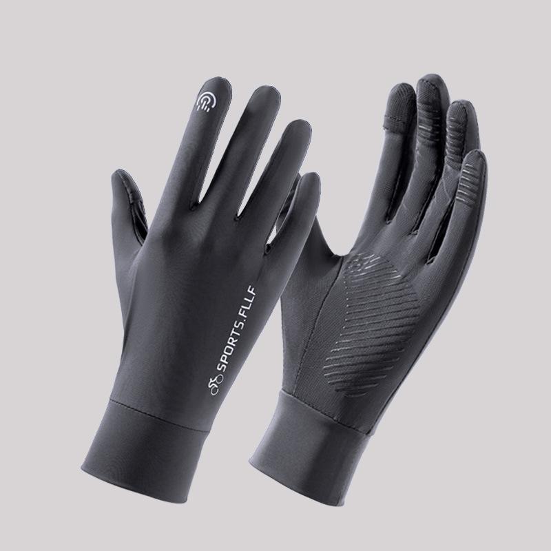 Dünnes Eis-Seiden Anti-Ultraviolett Fingerfrei Touchscreen Elektrofahrrad Sommer Sonnenschutz Anti-Rutsch Schnelltrocknend und Einfache Handschuhe für Männer one size gray