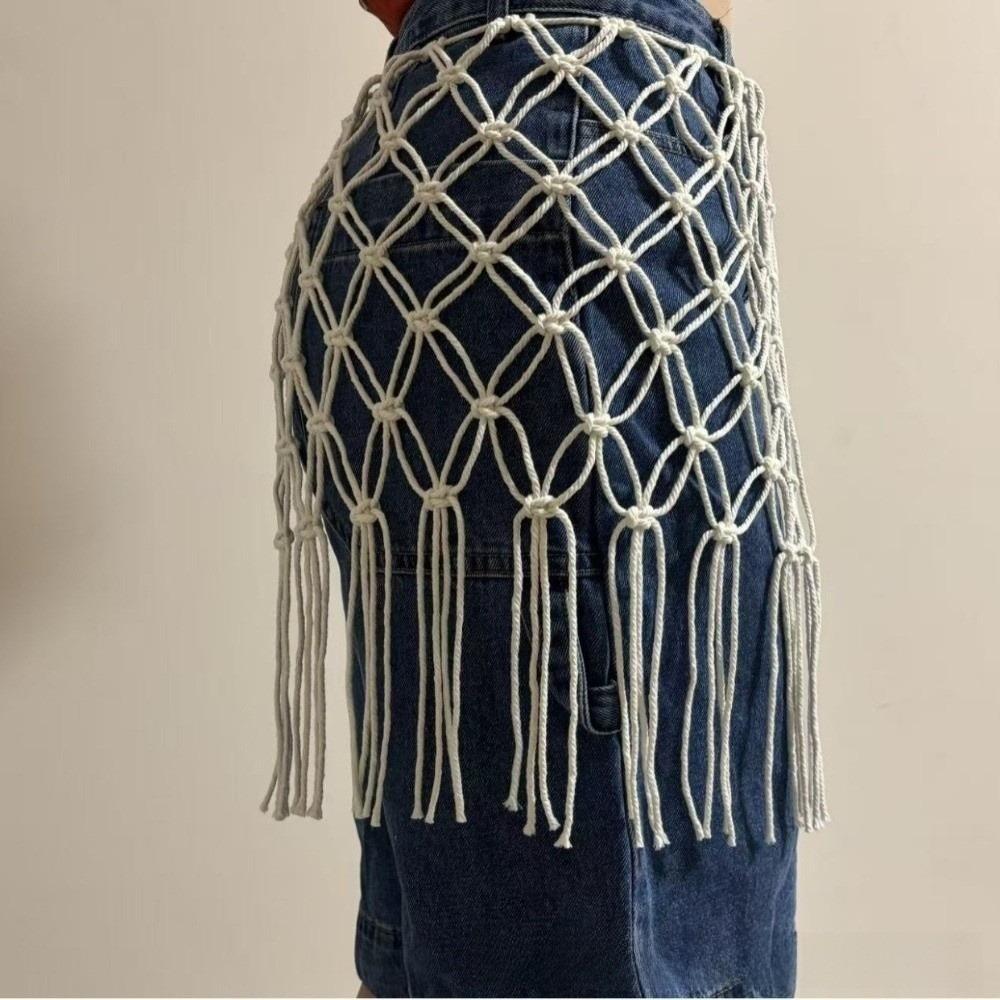 Bohemian Netted Fringe Waistband Decorative Tassel Ethnic Design Waist Wrap Handwoven Bikini Cover Up Women's Waist Accessory