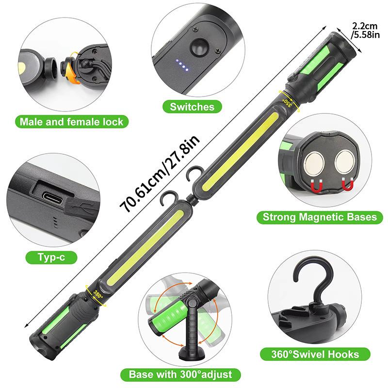 Rechargeable Work Light High Lumen 4400mAh Rechargeable Magnetic Work Light with Hooks for Car Repairing Inspection Workshop