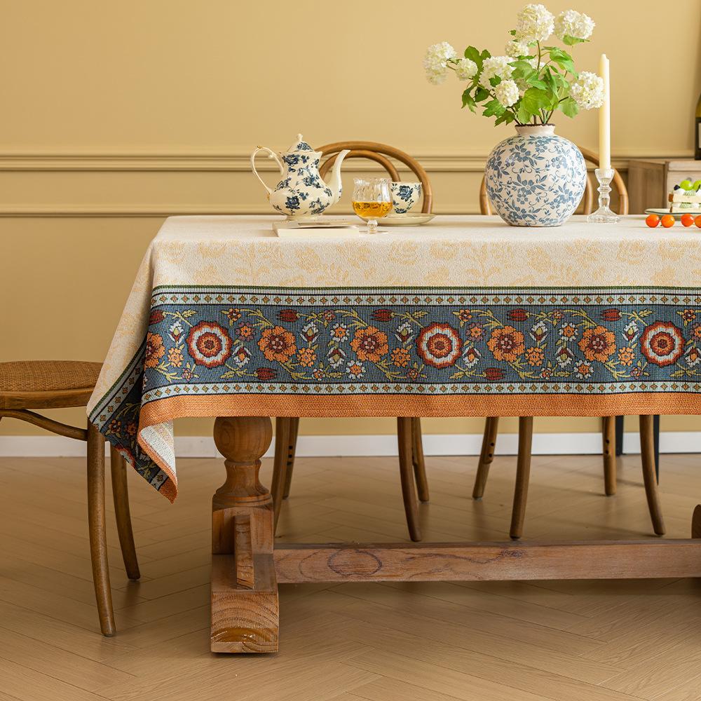 Thickened Classical Ethnic Retro Pattern Rectangular Tablecloth Household Dining Table Cloth Living Room Coffee Table Cover Towel