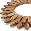 Wooden Wall-mounted Mirror Sunflower Make-up Mirror Creative Round Mirror Bohemian Style Bedroom Decorative Mirror