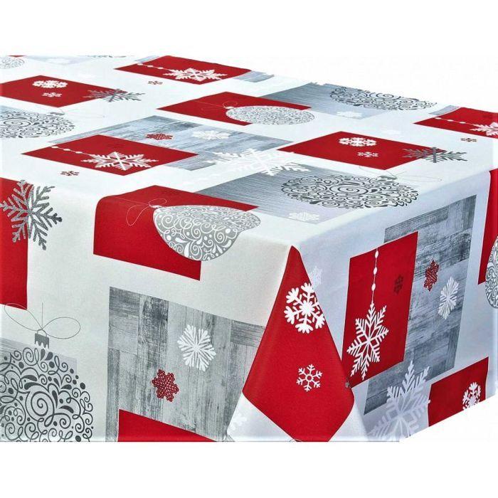 Nappe anti tache rectangulaire "Boules" 145 x 300 cm (8 à 12 couverts) - Neige