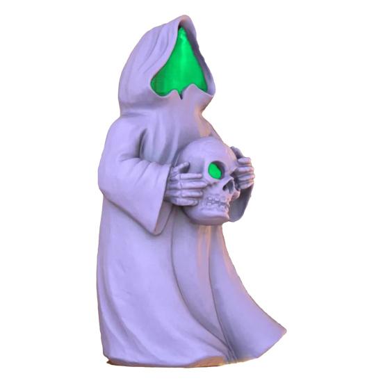 Halloweenská figurka čaroděje-ducha Gotická socha Smrtky s LED světlem Sváteční párty Bez tváře Čaroděj Dekorace Ozdoba