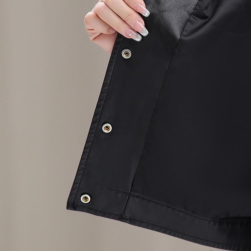 2025 Spring Women's Stylish Slim-Fit PU Leather Jacket - Fashionable Mom's Outerwear for 30s & 40s