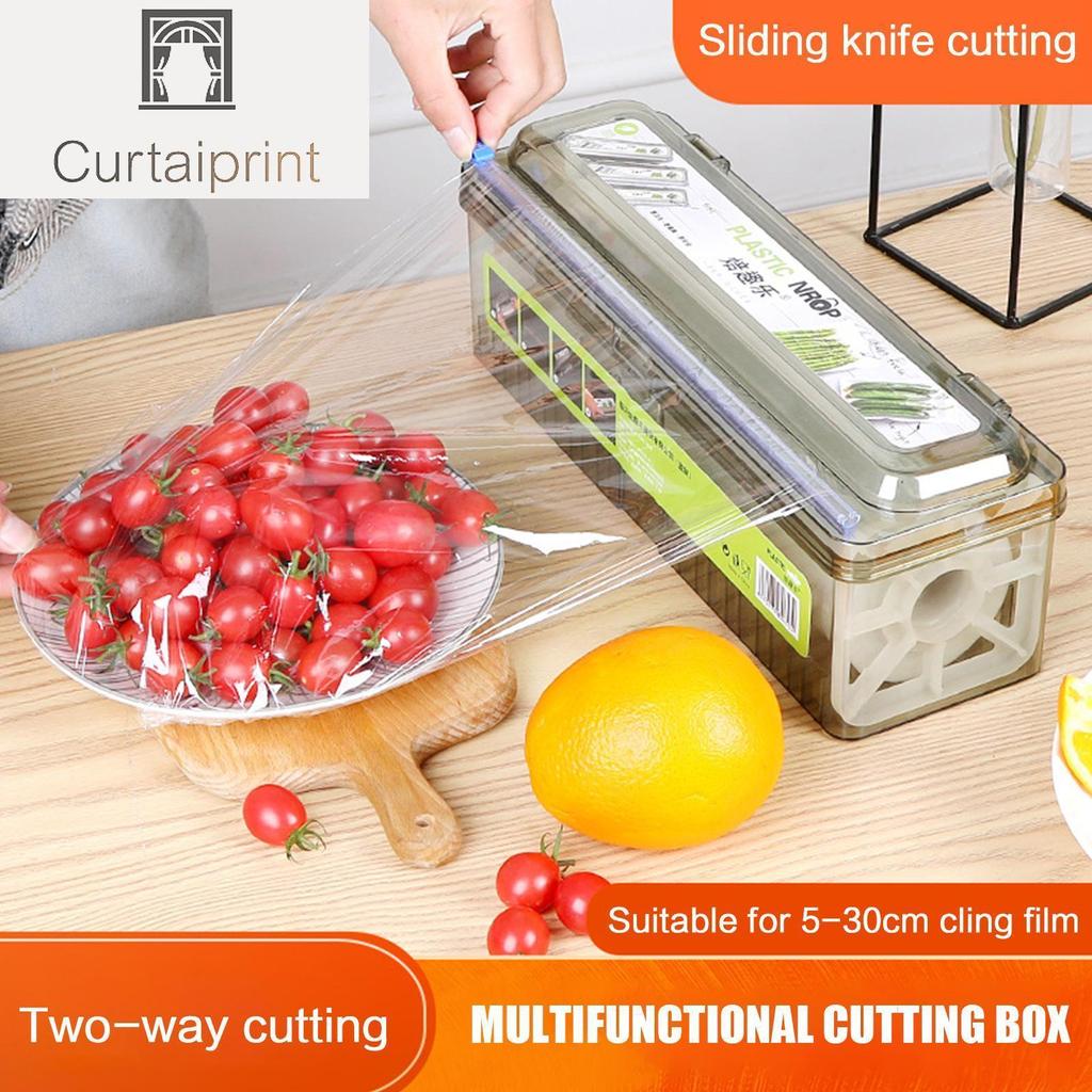 Plastikowy dozownik do folii mocującej folia spożywcza nóż do folii spożywczej plastikowy ostry dozownik Cutter Organizer akcesoria do narzędzi kuchennych