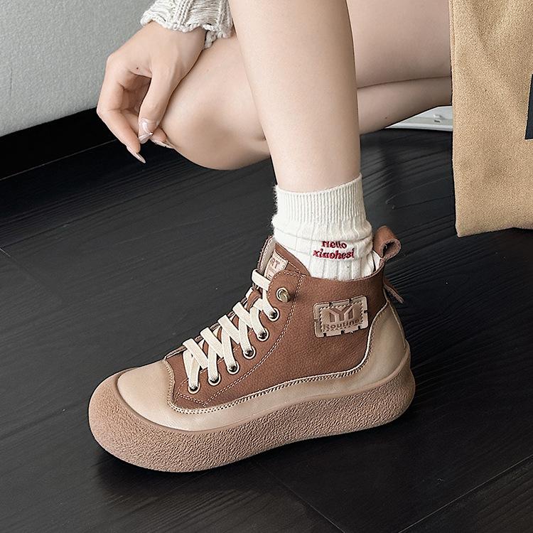 

Ботинки на высоком голенище из первого слоя коровьей кожи, новые универсальные повседневные ботинки Мартина, женские туфли на тонкой платформе, короткие ботинки из натуральной кожи 40