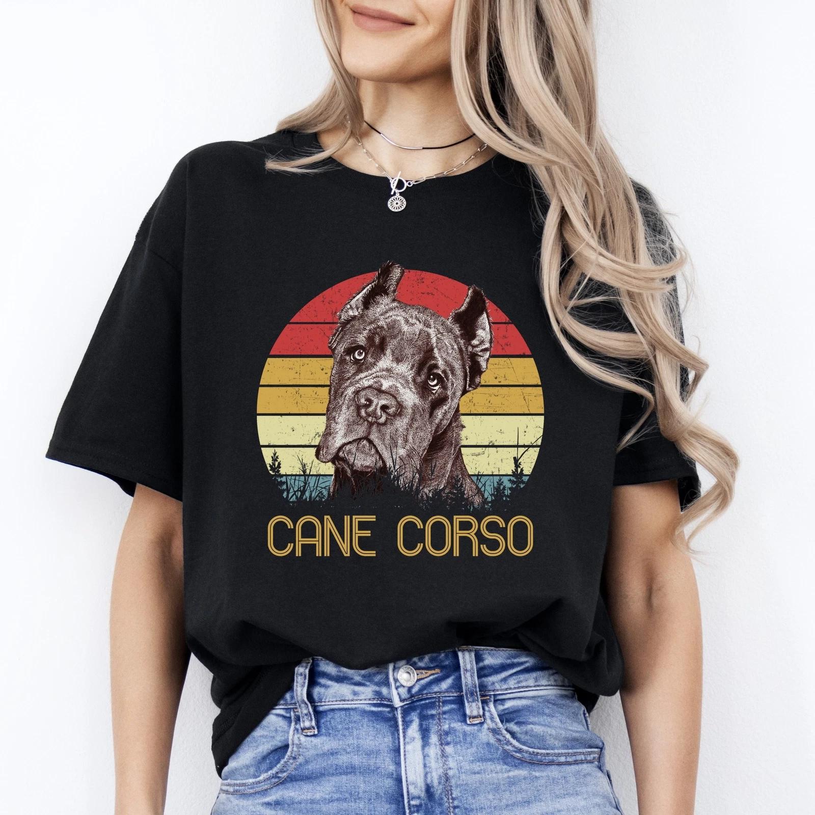Cane Corso Retro T-Shirt gift Cane Corso Dog mom Unisex tee Black Navy Dark Heat L