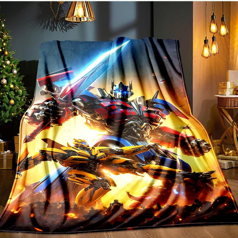 Car robots Battle Blanket Flannel Throw for Sofa, Indoor, Camping, Living Room, Office, Chair, And Bed Soft Birthday Gift