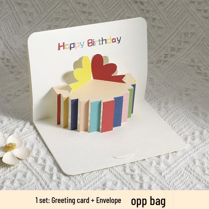 3D Pop-up Birthday Card: Creative Foldable Cake Design with Colorful Blessings