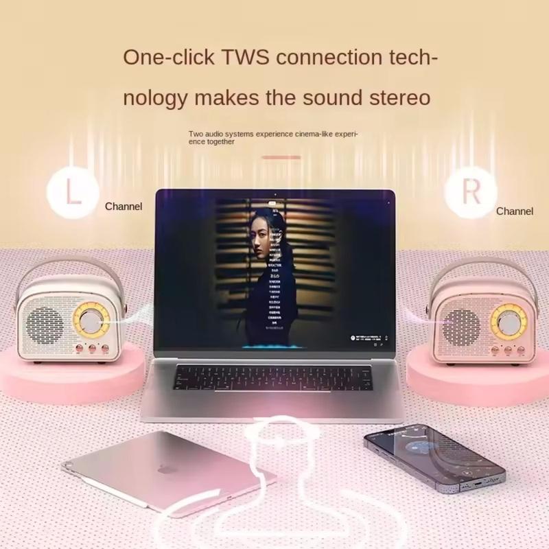 Retro Mini Bluetooth Speaker Classical Music Player Stereo Bass Sound Box Portable Wireless Speaker Home Travel Music Player