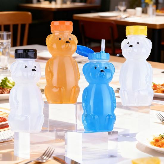 230ml Straw Cup Bear Shape Child Safe Drinking Cup with Safety Lid Straws Spill-proof Baby Shake Cup Drinkwear