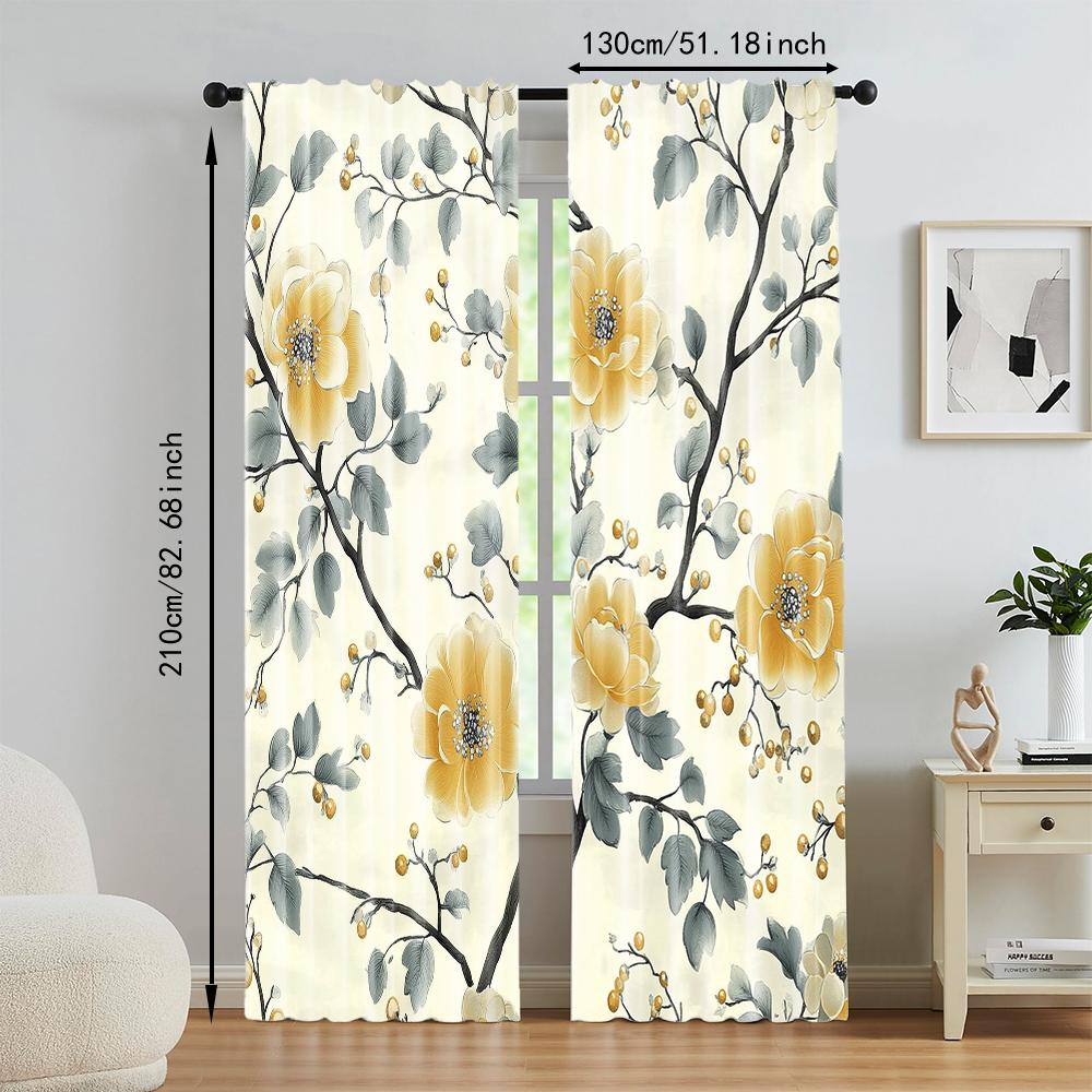 2 pcs   versatile polyester transparent curtains for home decoration European Style for use in bedrooms and living rooms