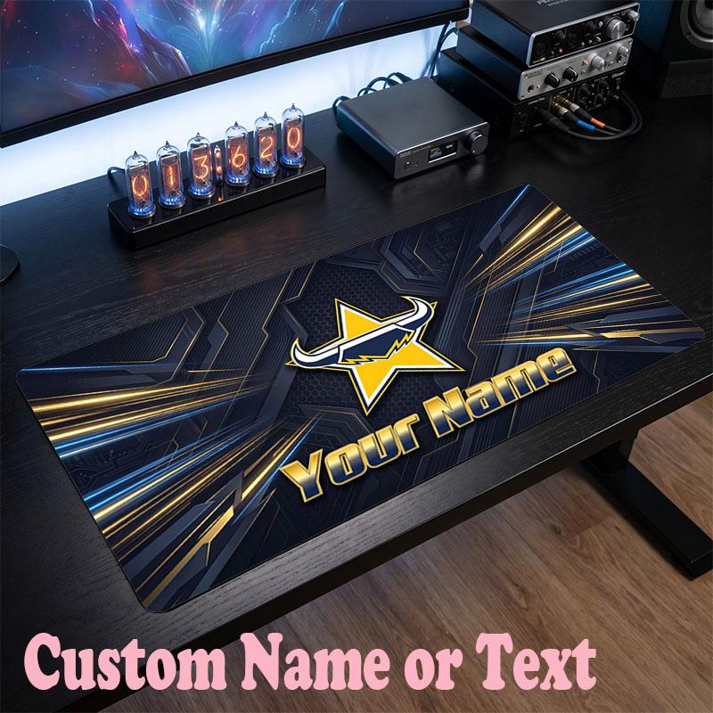 North Queensland Cowboys Customized Name Text Mouse Pad, Large Desk Mouse Mat Personalized Home Office Present