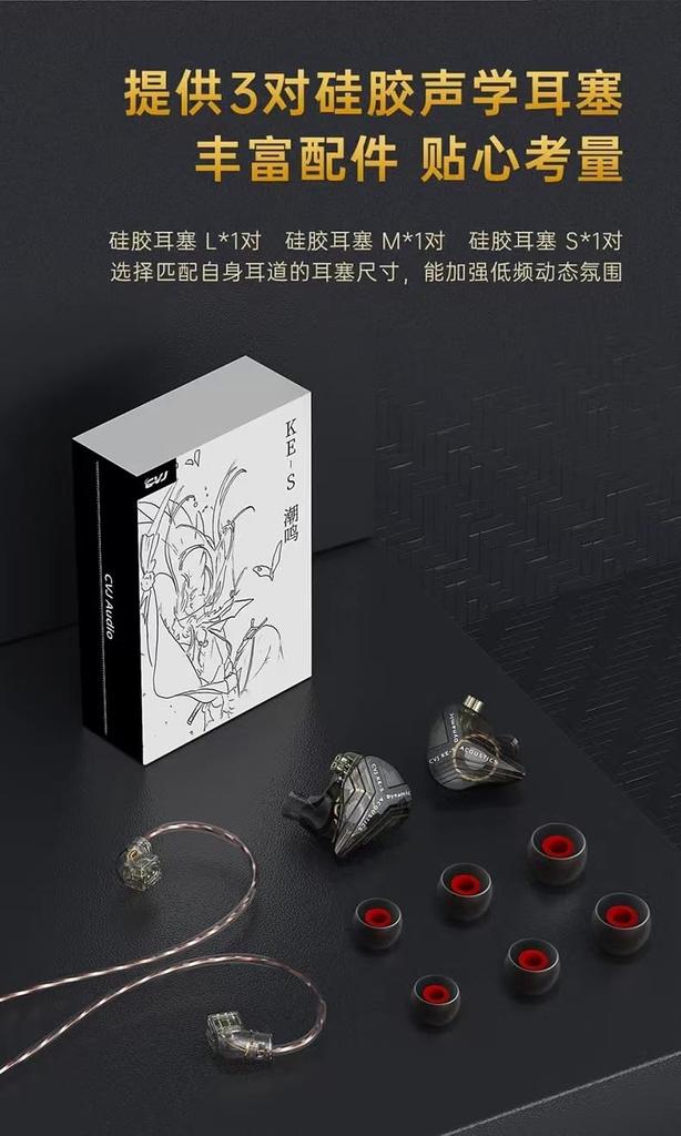 CVJ Wired Earphones, Ear Hook, 2DD In-Ear Earphones, 2-Pin, Detachable Re-cable Design, 3.5mm Plug, Compatible with iPhone/Android (Black, with Mic)