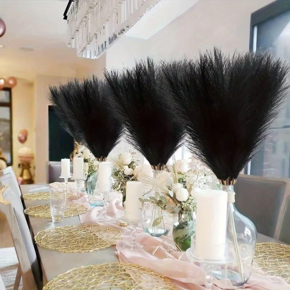 20Pcs Fluffy Texture Faux Plant Reed 50cm/22in Tall Pampas Grass Bouquet  Home Decoration