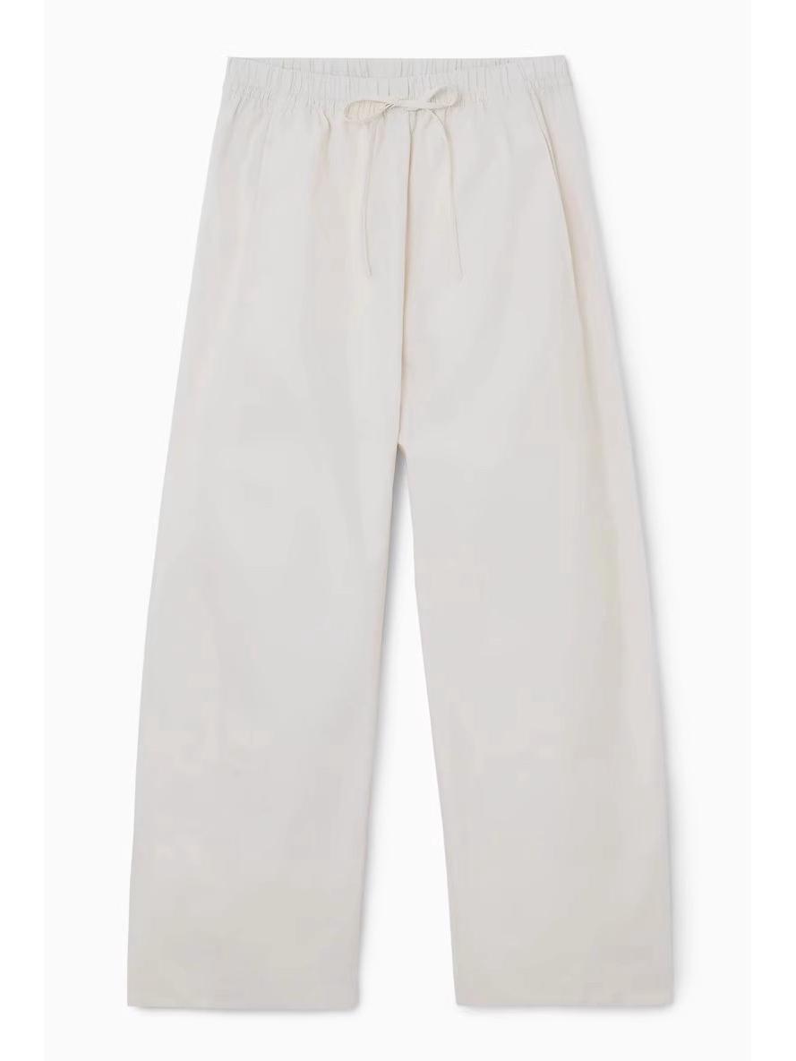 

2025 Spring Women s Casual Barrel-Shaped Drawstring Elastic Waist Long Pants Large білий