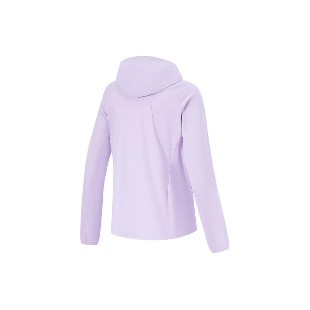 Li Ning Fitness Series Solid Color Long Sleeve Hooded Slim Fit Sweatshirt Women Tops Lilac AWDU474-4