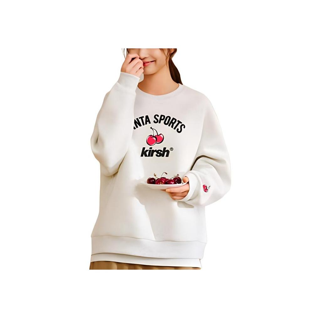 Anta X Kirsh Collaboration Sports Lifestyle Series Good Things Happen Casual Simple Solid Color Round Neck Pullover Loose Sweatshirt 962518710-4