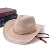 Ethnic Style Straw Woven Western Cowboy Hat Children Summer Xinjiang Travel Big Brim Straw Hat Sunshade Jazz Hat