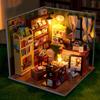DIY Wooden Miniature Model Kit Convenience Stores Casa 3D Puzzle Doll Houses With Furniture Lights for Friends Birthday Gifts