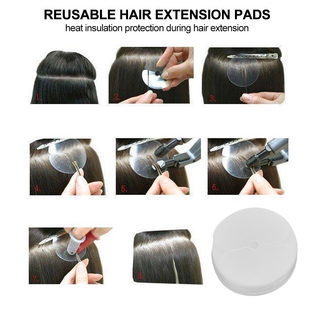 50pcs Hair Extension Heat Shield Pads Protector Templates Guards Hair Extension Tool