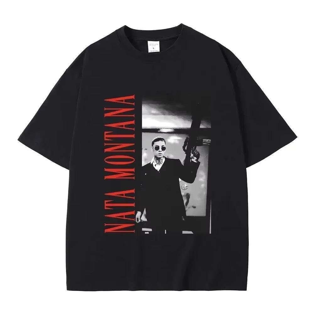 Natanael Cano Nata Montana Cotton T-shirt Men Women Fashion Short Sleeve T Shirt Streetwear Singer Hip Hop Tee Summer Clothes