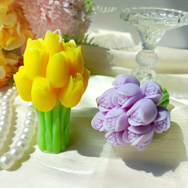 3D Tulpenstrauß Silikonform DIY Blumen Aroma Kerzen Gips Ornament Formen Handgemachtes Geschenk Seife Kerzenherstellung Zubehör