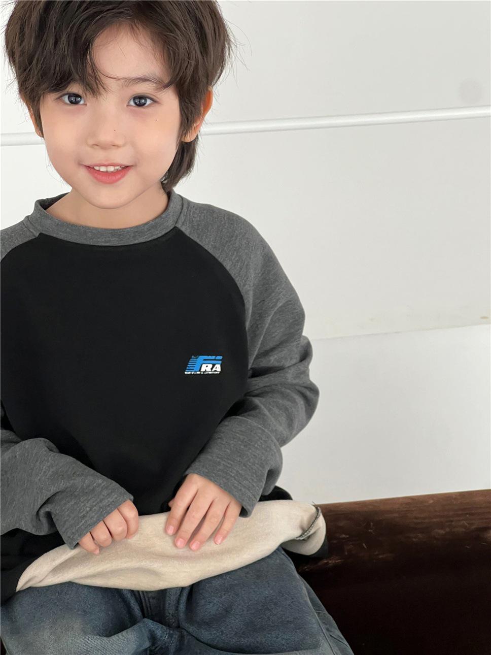 2025 Kids  Cozy Color Block Long Sleeve Base Layer Shirt - Velvet Soft, Warm, For Boys, Medium & Large 100 cm