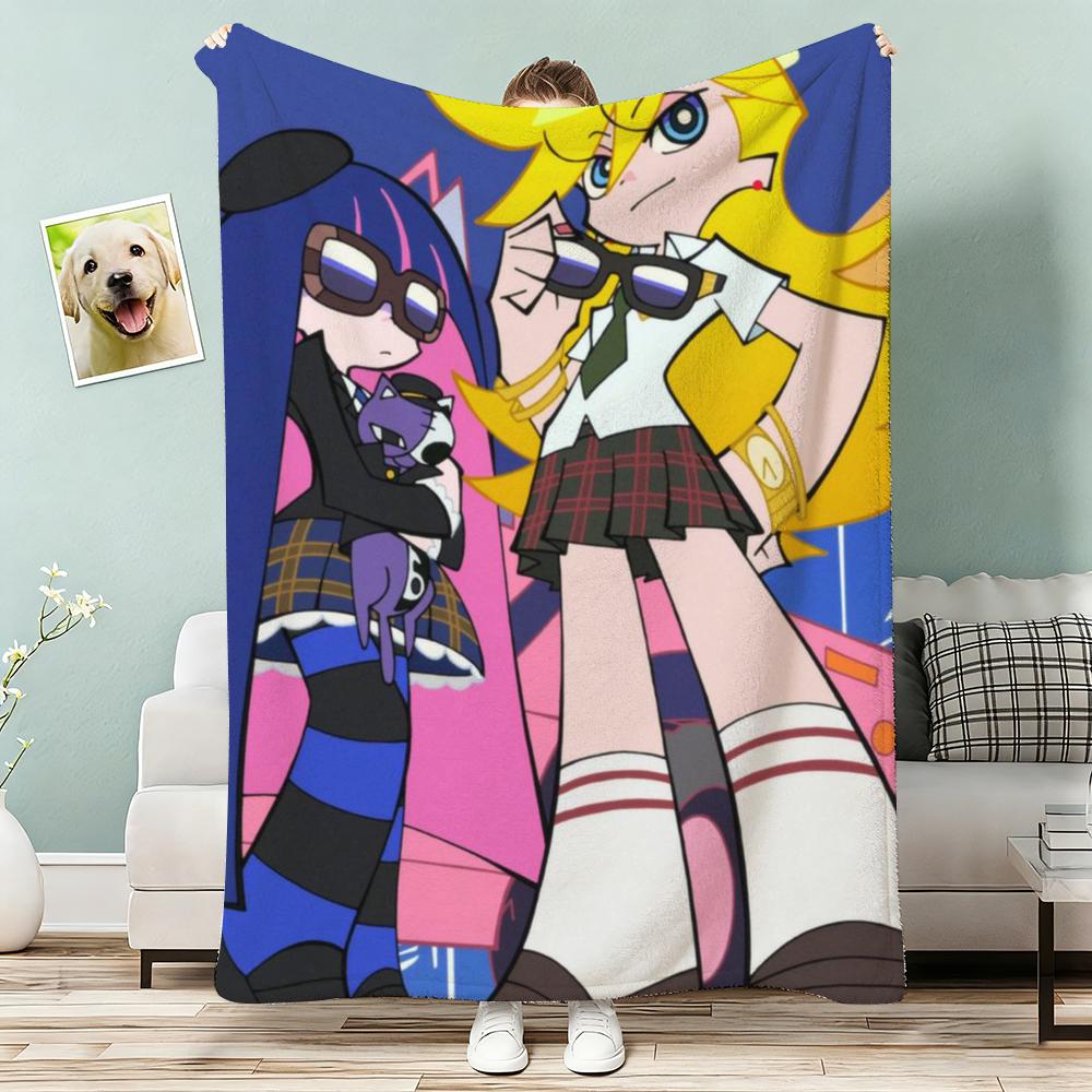 Panty And Stocking Throw Lightweight 240G Flannel Blanket Soft Skin-Friendly For Summer Cooling