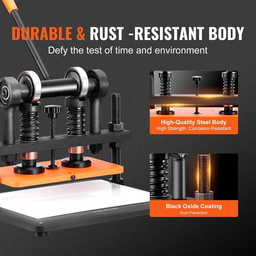 Leather Cutting Machine, 11 x 5.5 in Embossing Plate Manual Die Cutter, 0.47 in Pressure Stroke Leather Embossing Machine, Dual Guide Shafts Die Cut