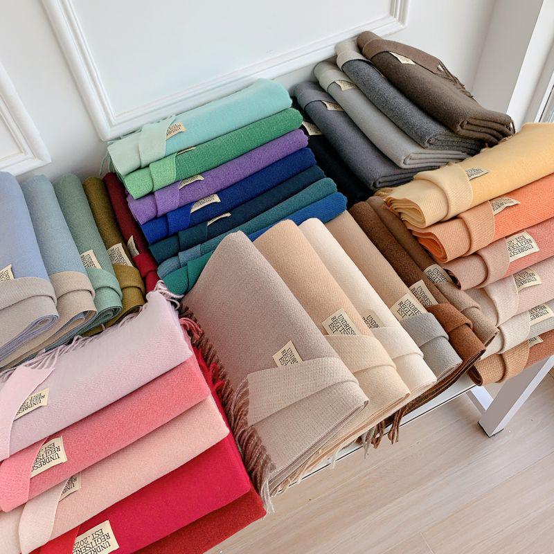 

«Двусторонний шарф в корейском стиле»: Унисекс-шаль из искусственного кашемира на осень/зиму – теплая, модная и универсальная». 200CM (with Fringe)