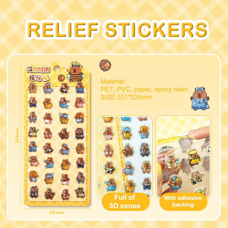 Kapibala 3Dtransparent Jelly Sticker Decorative Stickers Children'S Phone Casesdiy Toys