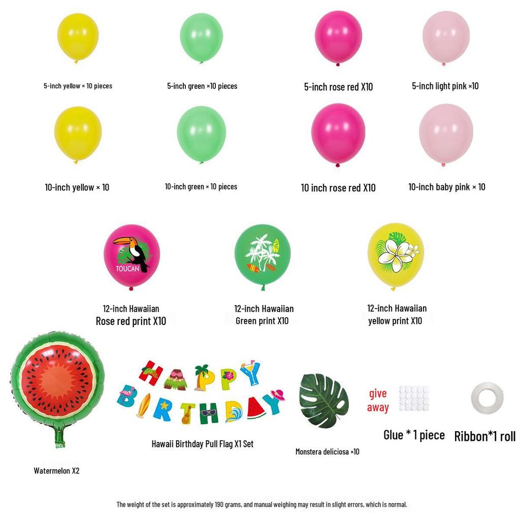 Hawaii Green Outdoor Party 10-inch Round Latex Balloons