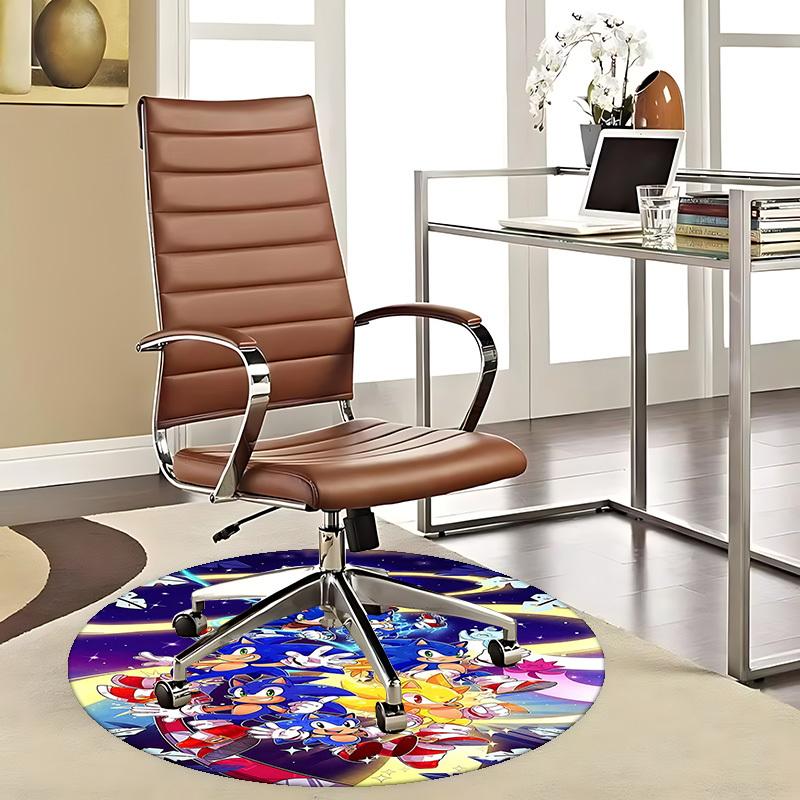 

1pc Sonic the Hedgehog Anime Cartoon Design Round Carpet - Office Chair Mat, Non-Slip Rug for Home Decor, Living Room, Bedroom, Game Room, Dormitory, 80cm by 80cm