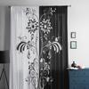 Schwarz-weißer Blumenvorhang für Wohnzimmer, moderne Voile-Tüll-Fenstervorhänge für Schlafzimmer, Küchenvorhänge