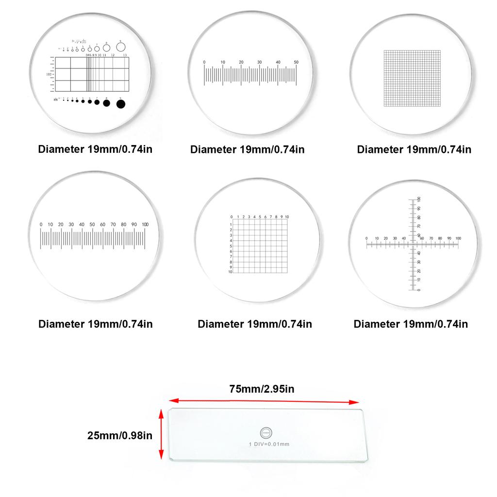 C1-C7 Microscope Calibration Slide High Precision Stage Micrometer Ocular Reticle Eyepieces Calibration Ruler Slides