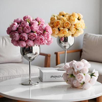 27 Boccioli di Camelia e Rosa Bouquet da Sposa - Fiori Artificiali in Seta per Matrimoni e Celebrazioni
