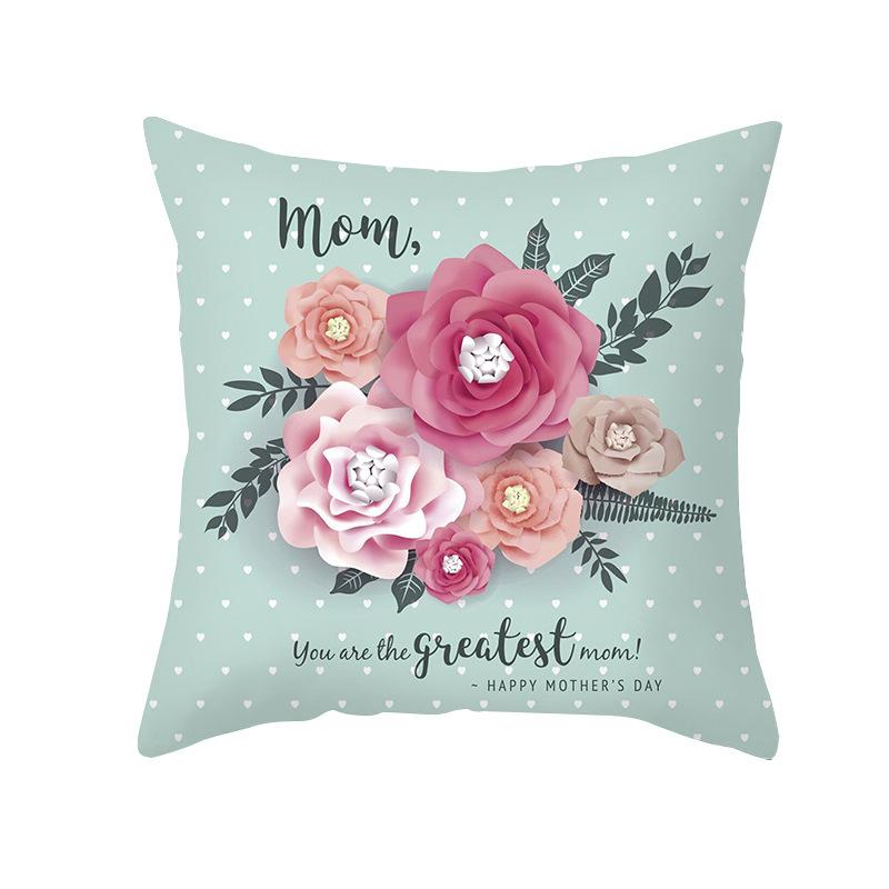New Mother's Day Printed Pillow Cover Peach Skin Home Sofa Decoration Pillow Bedroom Cushion Pillow Cover