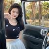 2024 Summer High-Waist Knitted Embroidery Slim Fit Short T-Shirt for Women