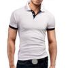 T-shirt da uomo con colletto casual a maniche corte con cuciture T-shirt da uomo per uomo Top a pullover tinta unita Uomo T-shirt