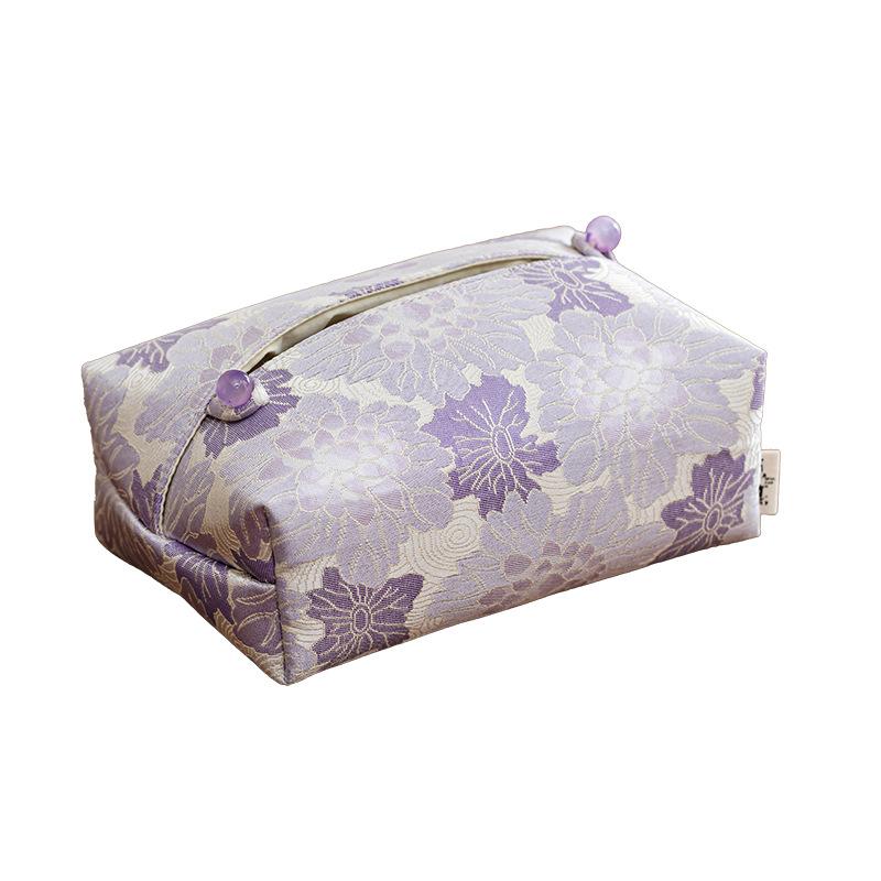 New Chinese Style Brocade Embroidered Tissue Box Cover, Elegant Decorative Tissue Holder for Living Room, Car & Home Tea Room