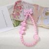 Pink Heart Beaded Phone Lanyard with Bowknot and Smiley Face - Cute, Versatile, and Anti-Lost.