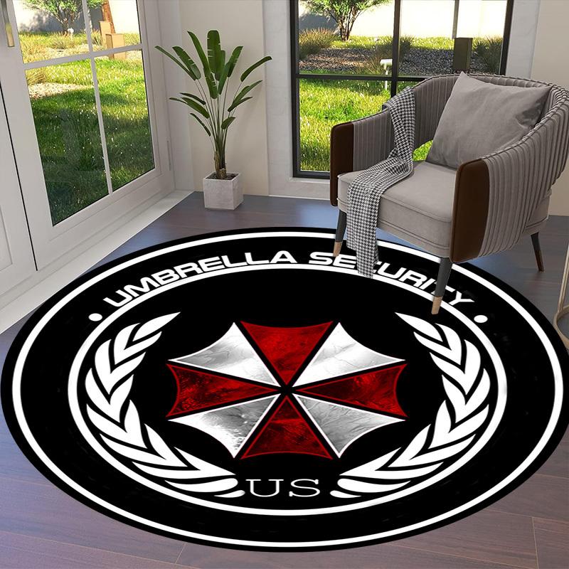 1pc Umbrella Security Corporation Emblem Round Carpet, Made of Polyester,Perfect for Decorating Office Chairs, Living Rooms Fplt123