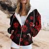 Women's Fashion Casual Halloween Printed Sweatshirt Long Sleeve With Pocket Cardigan Jacket Zipper Hoodie Coat
